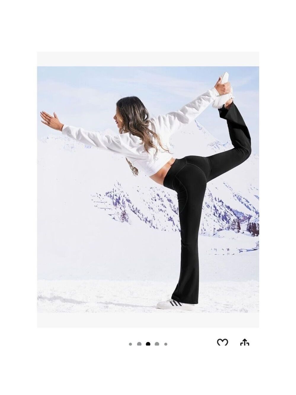 Ewedoos Fleece Lined Thermal Yoga Pants Black High Waist Flare Pockets Size L - Picture 3 of 8